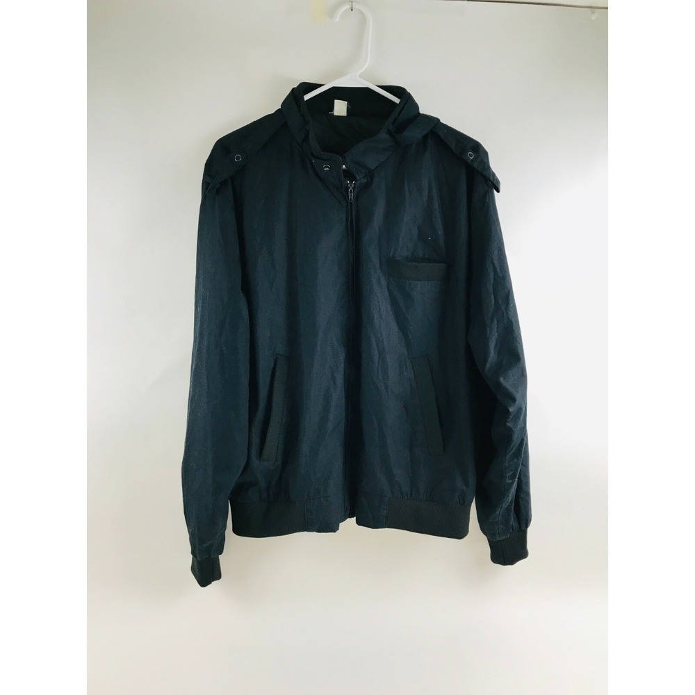 Amati Jacket Men's Size L Black Long Sleeve Windbreaker Full Zip Collared Pocket